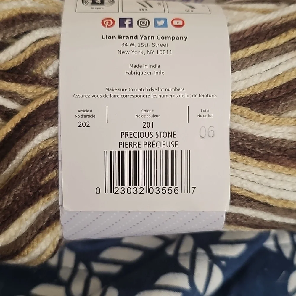 Lion Brand Basic Stitch Yarn - Brown and Cream